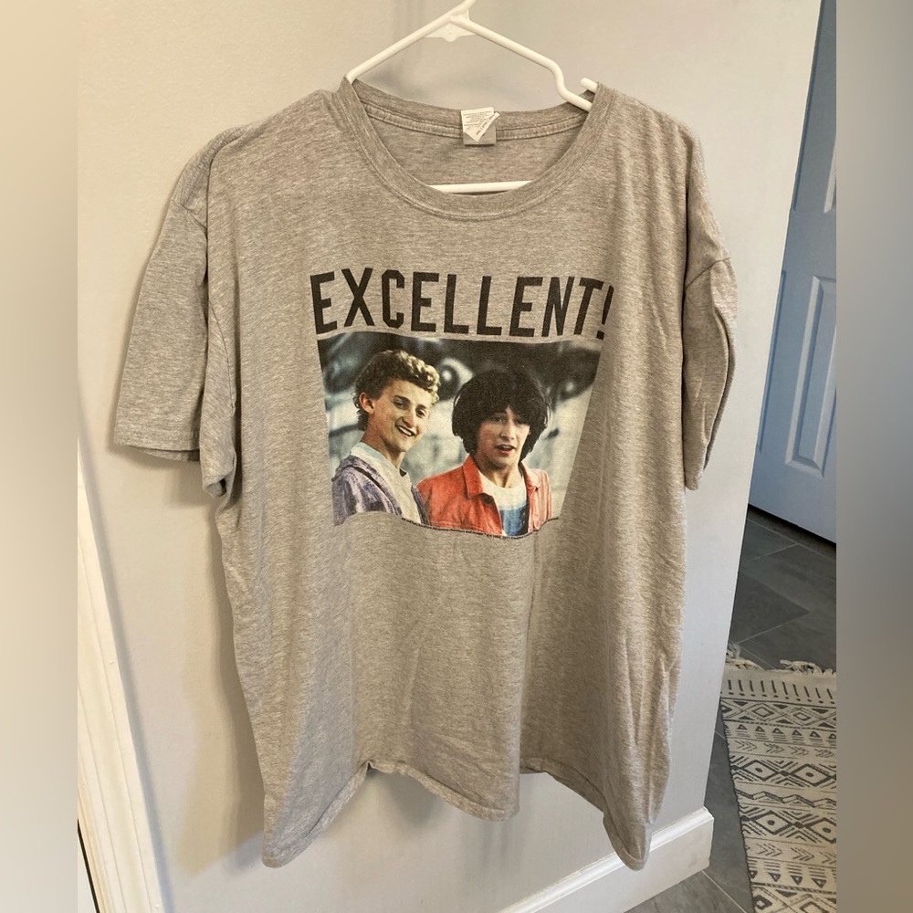 Movie Bill and Ted's Excellent Adventure T-shirt Keanu Reeves 2XL gray
